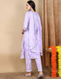 Straight Suit With Trowser Pant Pale Lavender Cotton Pant Suit Back View